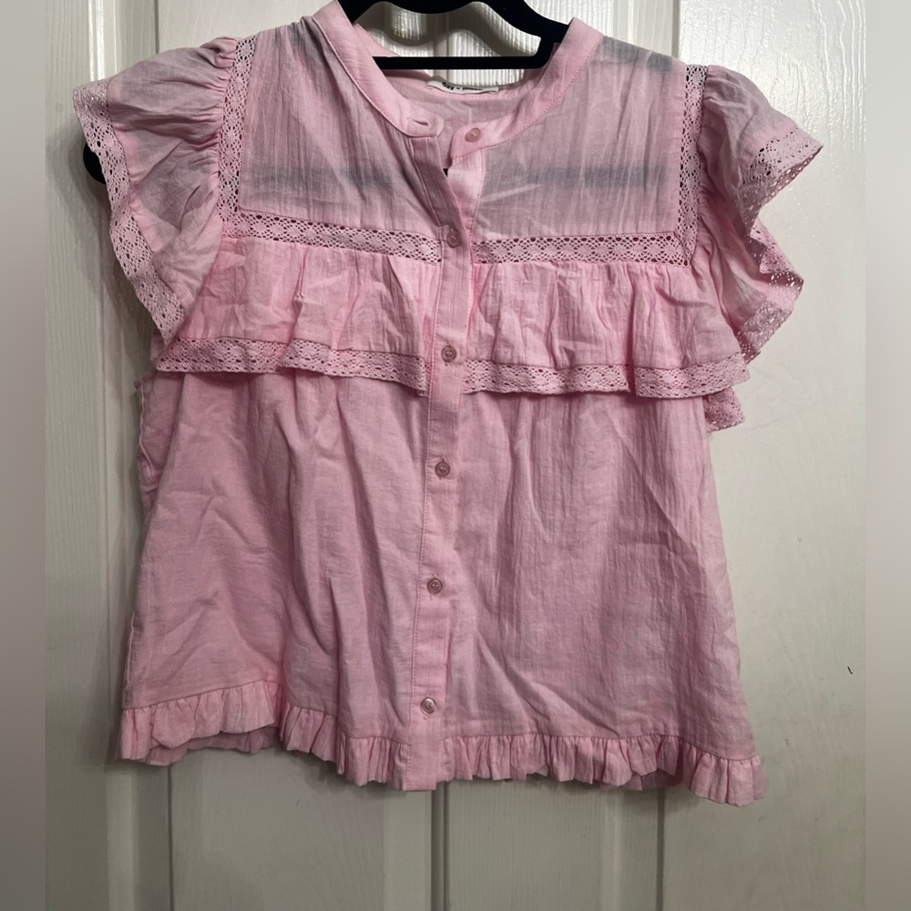 Delicate Pink Ruffle Blouse